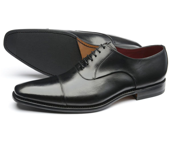 Loake Snyder Black Calf Leather Toe Cap Shoes - elevate your sole