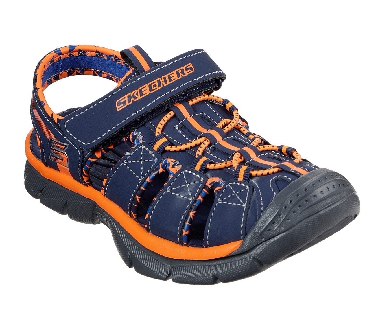 Skechers 92189L Relix Boys Navy/Orange Sandals - elevate your sole