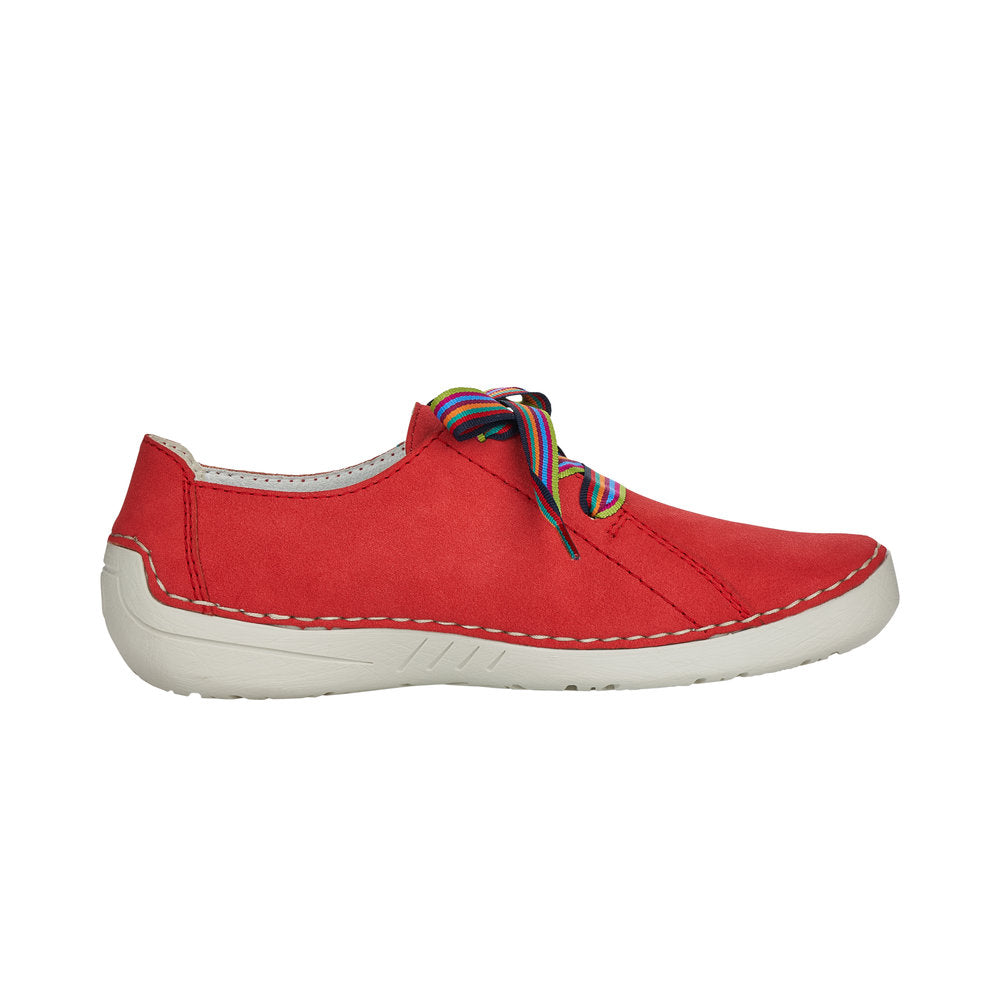 Rieker 52508-33 Ladies Red Rainbow Lace Up Casual Shoes