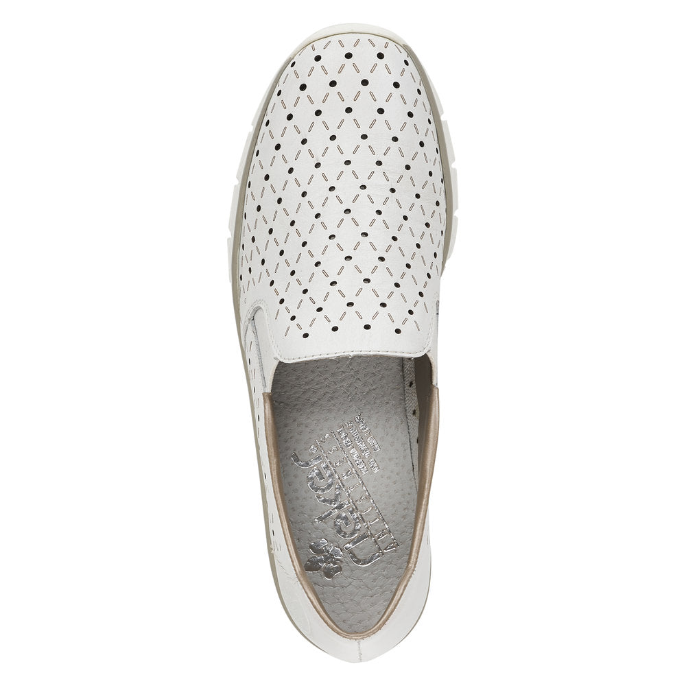 Rieker 53795-80 Ladies White Leather Slip On Shoes