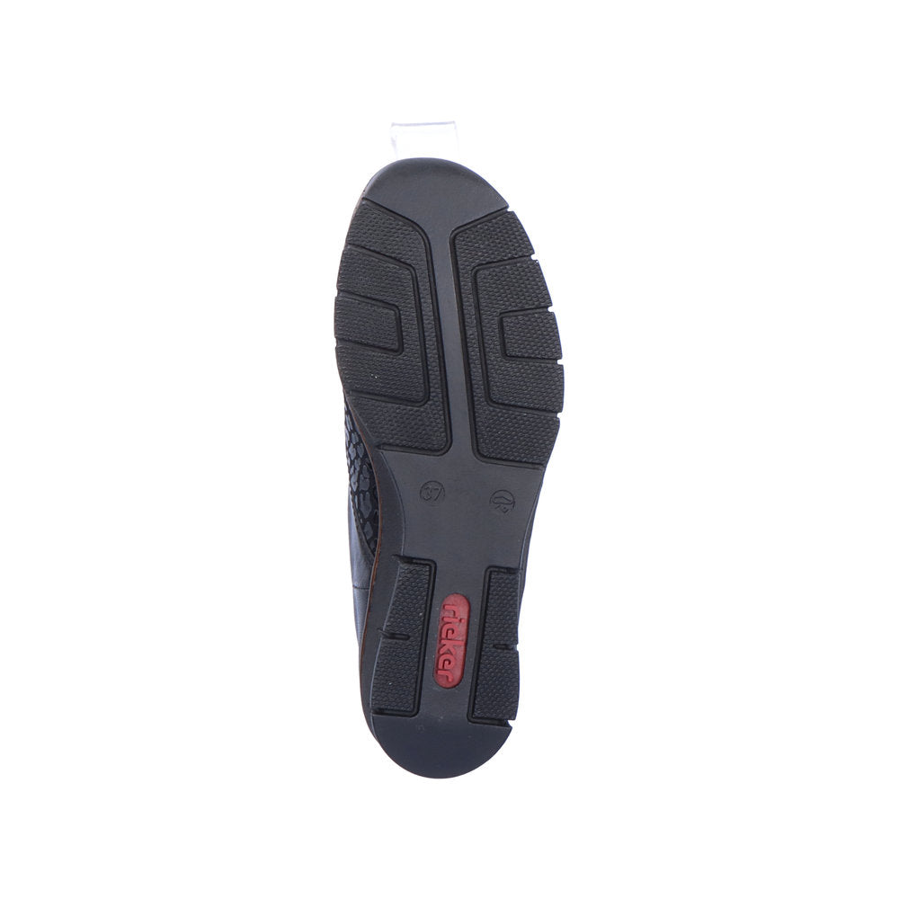 Rieker 537C0-00 Ladies Black Leather & Textile Touch Fastening Shoes