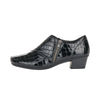 Rieker 53851-01 Black Patent Leather Croc Print Low Heel Trouser Shoes