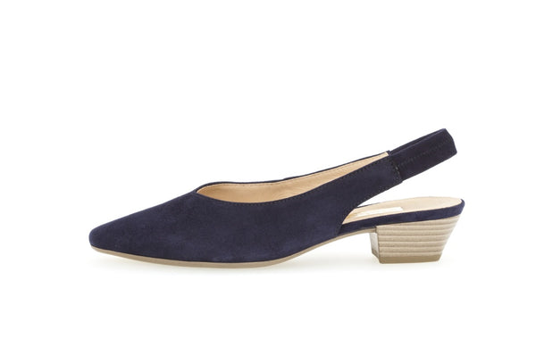 Gabor 41.530.16 Ladies Navy Suede Sling Back Court Shoes