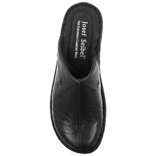 Josef Seibel Catalonia 48 Black Leather Mules - elevate your sole
