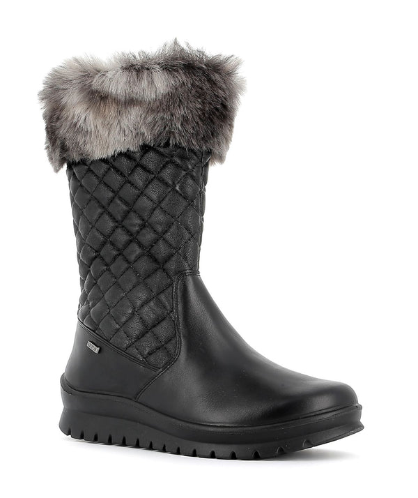 Alpina Loara H 0L5701 Black Leather Water Resistant Wool Lined Mid Calf Boots - elevate your sole
