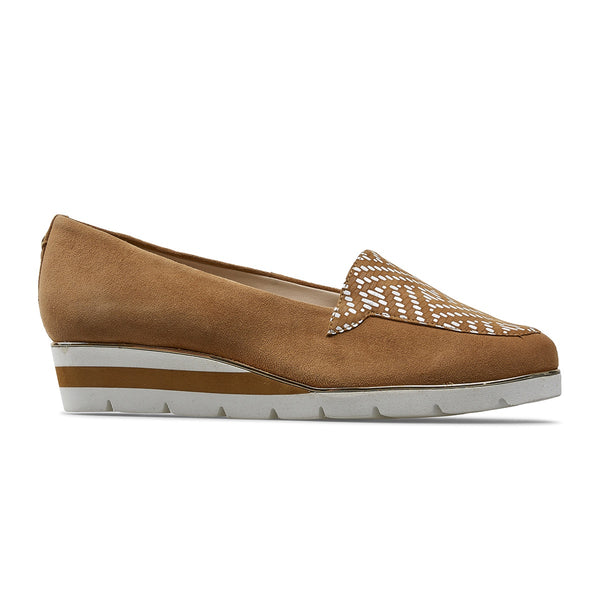 Van Dal Peel Ladies Brown Suede Leather Wedge Loafer Shoes
