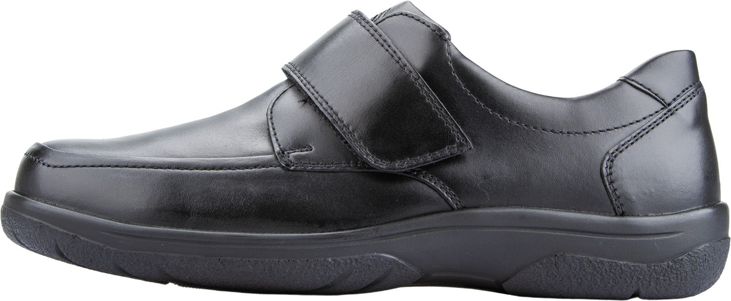 Waldlaufer 633301 Ken Black Leather Wide Fit Hook and Loop Shoes