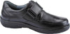 Waldlaufer 633301 Ken Black Leather Wide Fit Hook and Loop Shoes