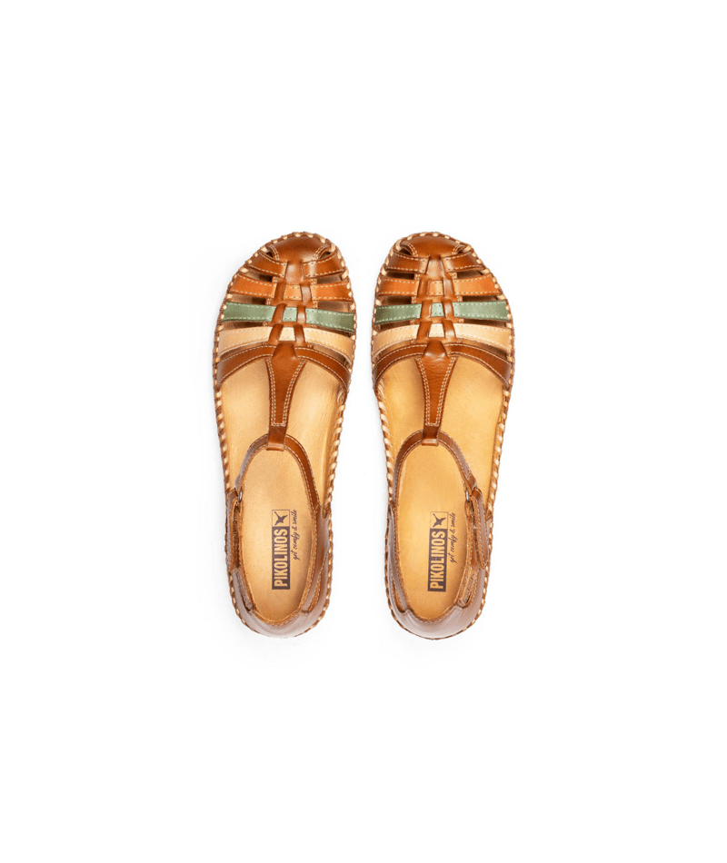 Pikolinos P.Vallarta 655-0843C1 Ladies Brandy Leather Touch Fastening Sandals