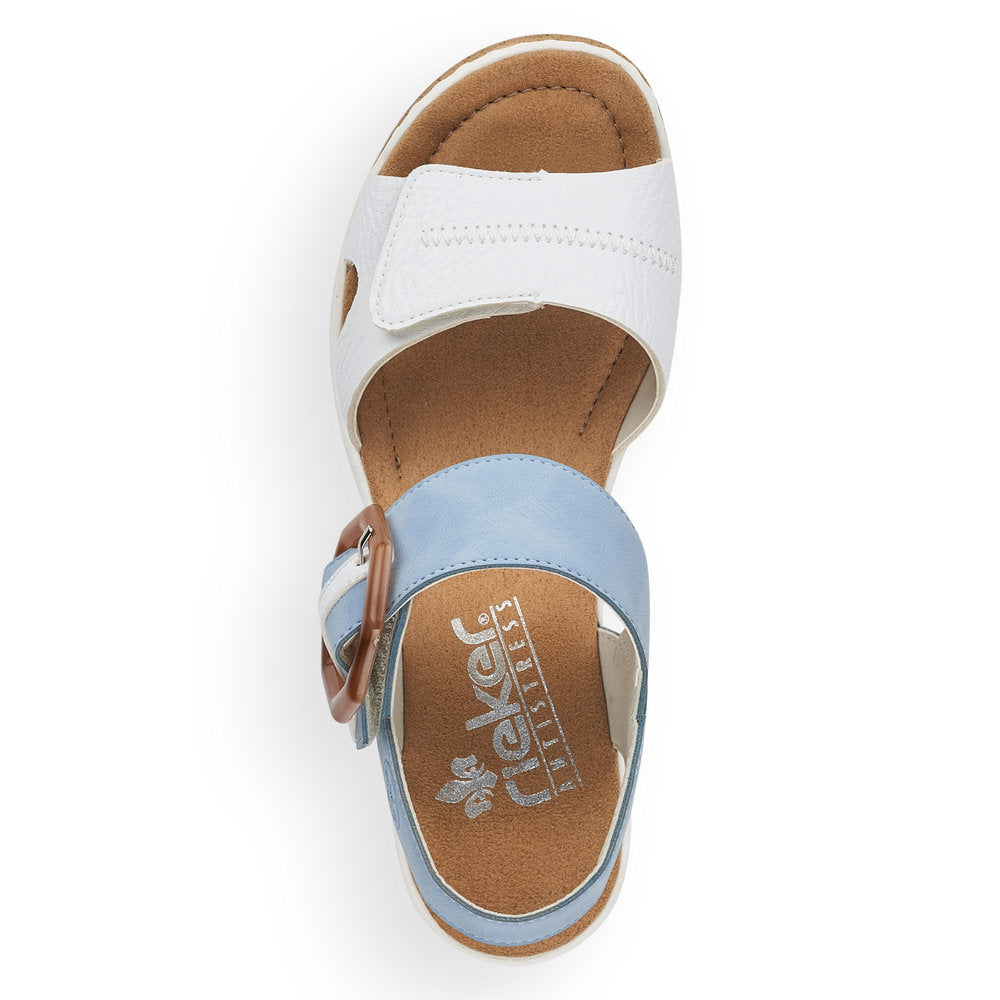 Rieker 67476-10 Ladies Sky Blue Touch Fastening Sandals