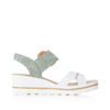 Rieker 67476-81 Ladies White/Mint Wedge Sandals