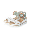 Rieker 67476-81 Ladies White/Mint Wedge Sandals