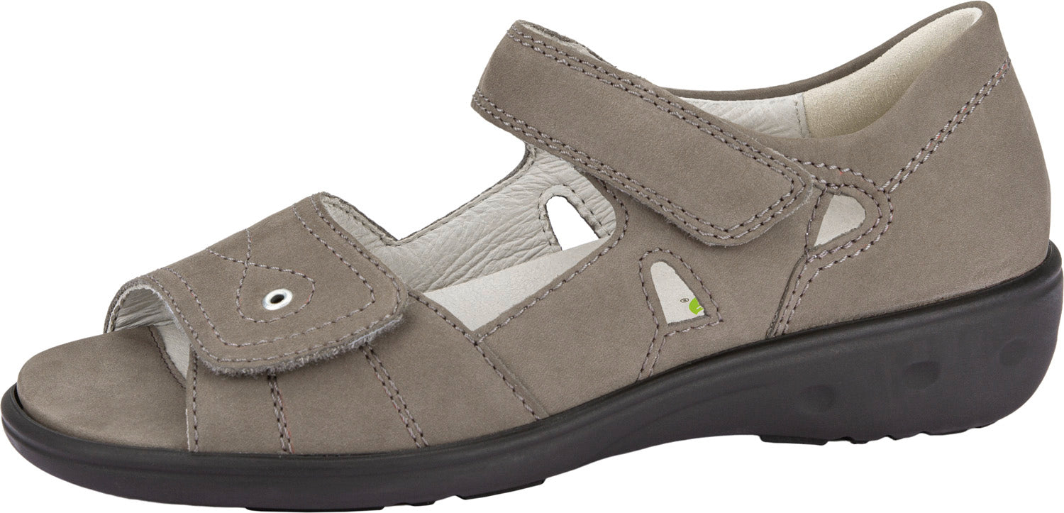 Waldlaufer 684021 191 088 Kara Ladies Stone Nubuck Arch Support Touch Fastening Sandals