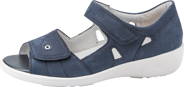 Waldlaufer 684021 191 218 Kara Ladies Navy Blue Nubuck Arch Support Touch Fastening Sandals