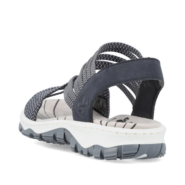 Rieker 68888-14 Ladies Navy Blue Synthetic Pull On Sandals