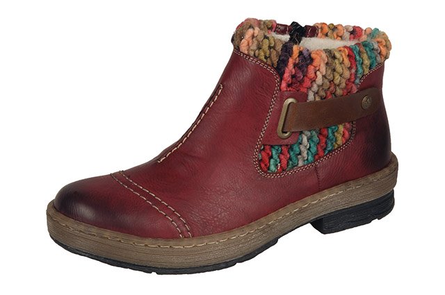 Rieker Z6784-35 Red Combination Collar Ankle Boots - elevate your sole