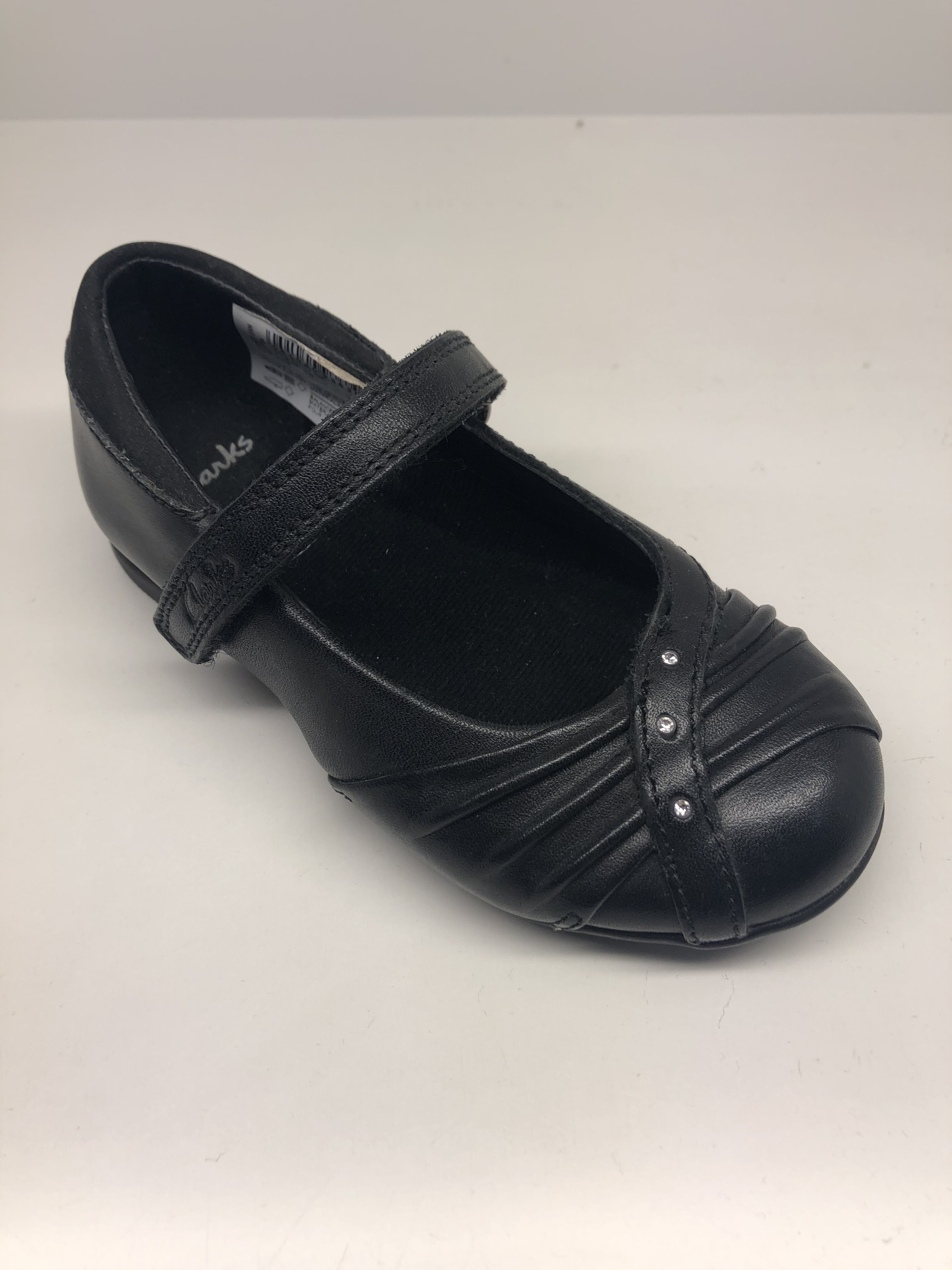 Clarks Dolly Shy Girls Black Leather Shoes