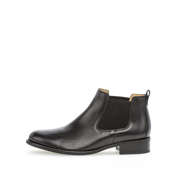 Gabor 71.640.27 Ladies Black Leather Slip On Ankle Chelsea Boots