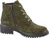 Waldlaufer 716807 195 066 H-Luise Ladies Wider Fitting Green Suede Lace Up Ankle Boot