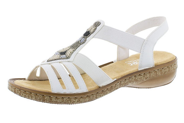 Rieker 628G5-80 Ladies White Beaded Sandals - elevate your sole