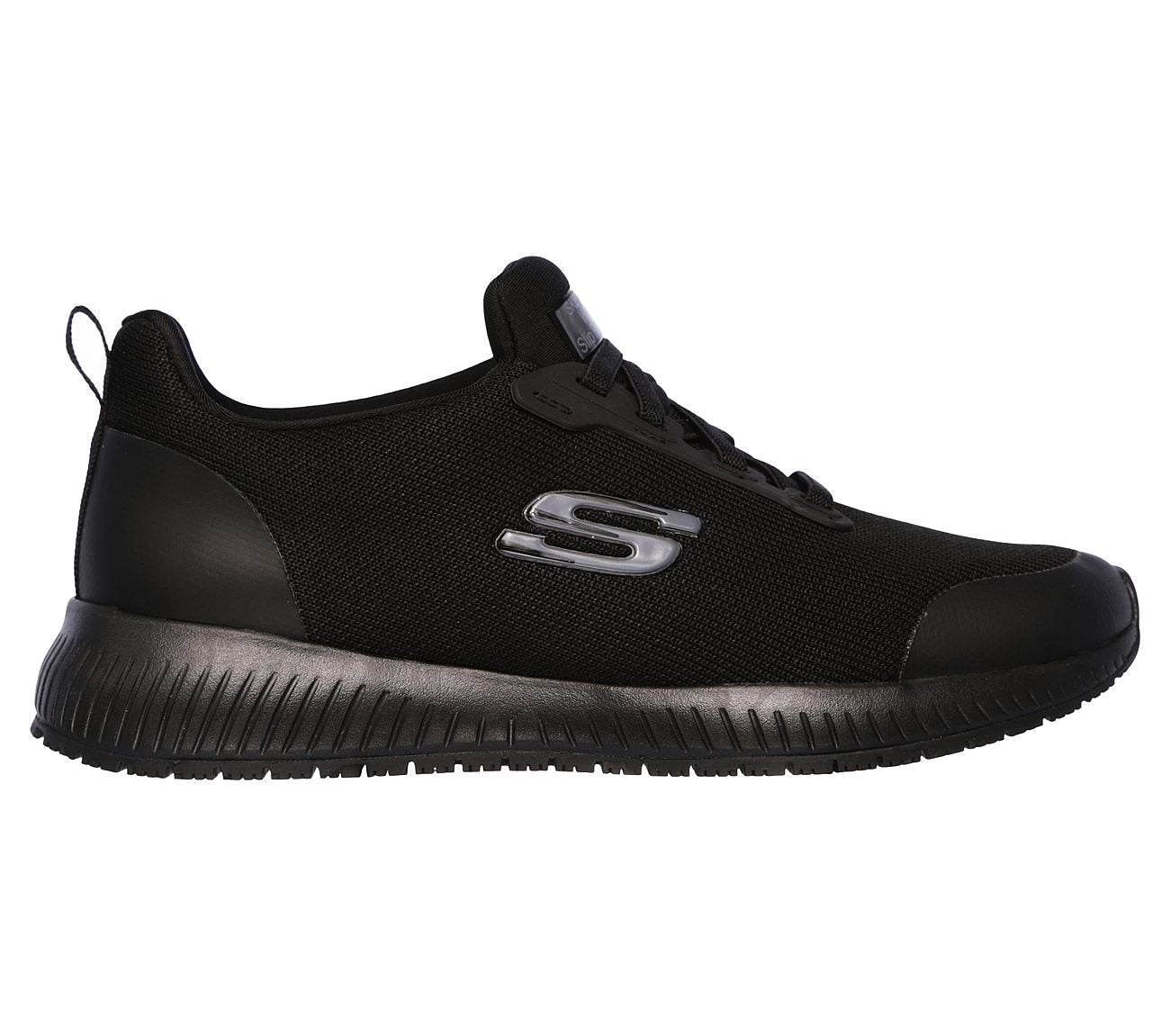 Skechers 77222EC Sqaud Sr Black Elasticated Ladies Slip On Work Shoes - elevate your sole