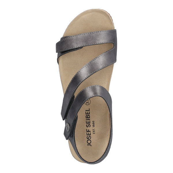Josef Seibel Tonga 25 Ladies Anthracite Leather Touch Fastening Sandals