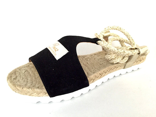 Pinaz Martina Black Suede Flat Platform Sandals - elevate your sole