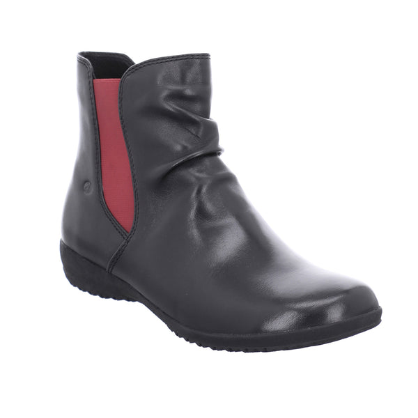Josef Seibel Naly 31 Black With Red Detail Leather Zip Up Boots