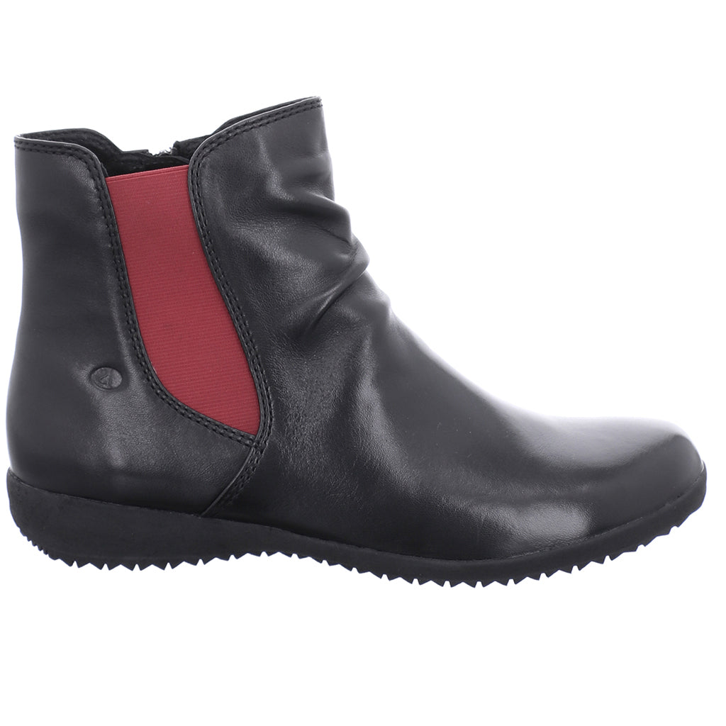 Josef Seibel Naly 31 Black With Red Detail Leather Zip Up Boots
