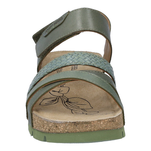 Josef Seibel Lucie 03 Ladies Sage Green Leather Touch Fastening Sandals