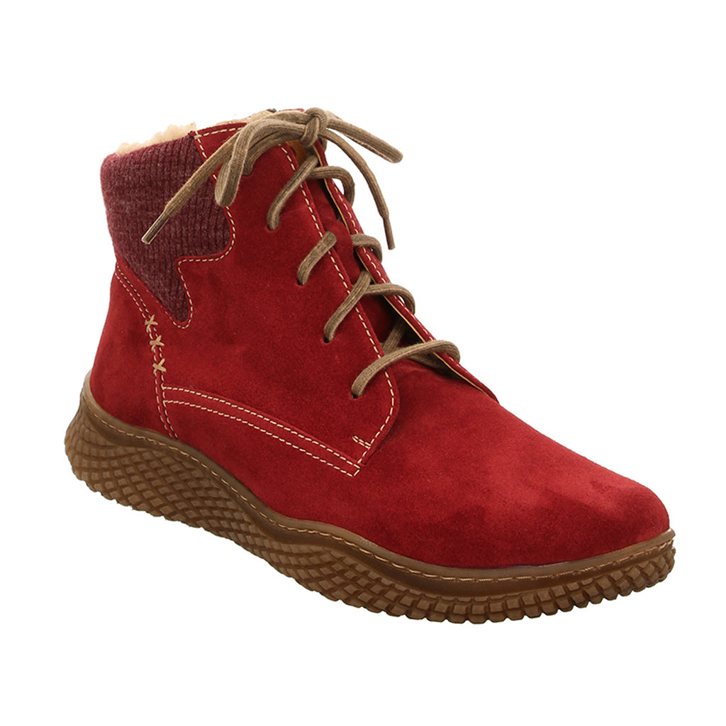 Josef Seibel Amelie 09 Ladies Red Leather Lace Up Ankle Boots