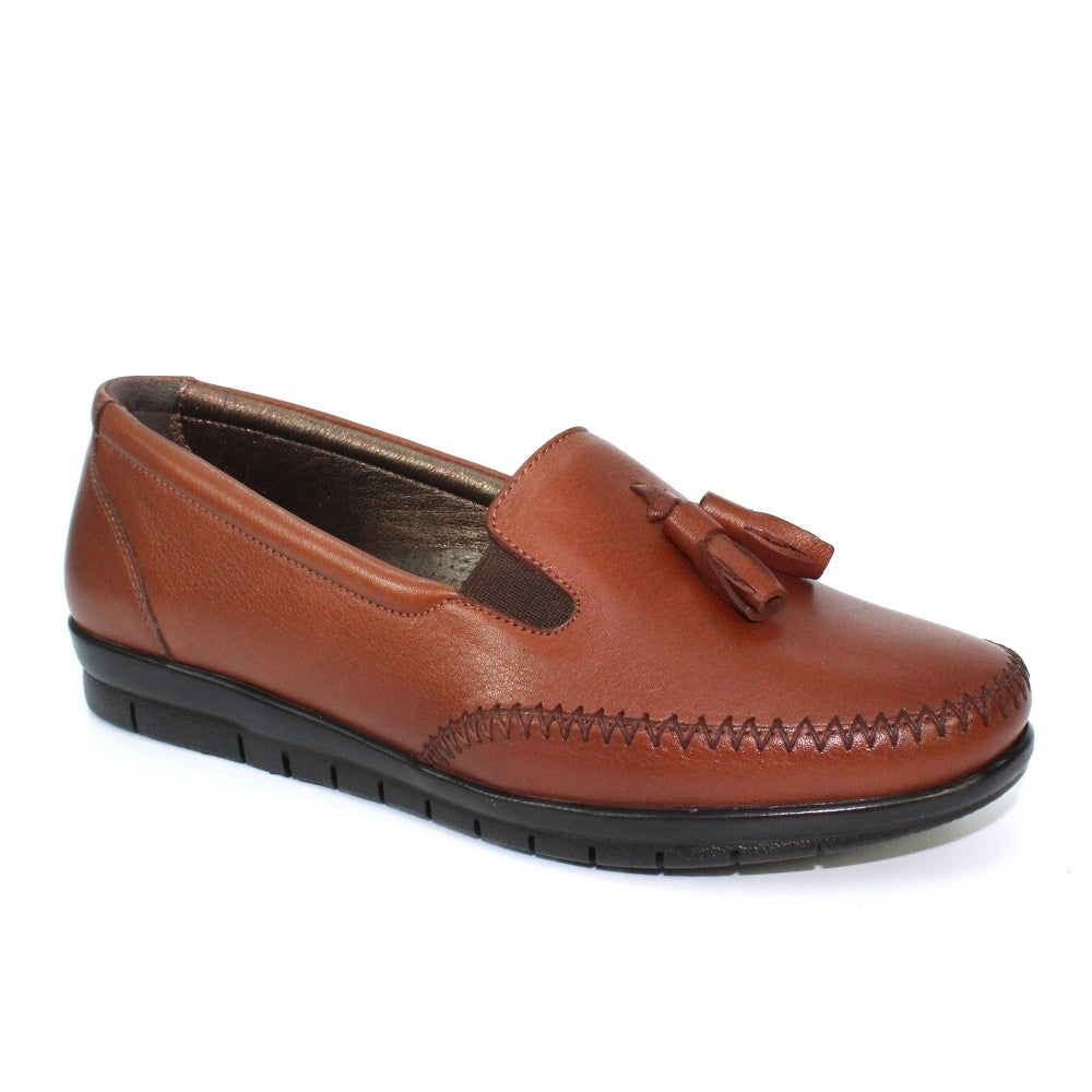 Lunar Estelle FLT004 Ladies Tan Leather Loafer Shoes