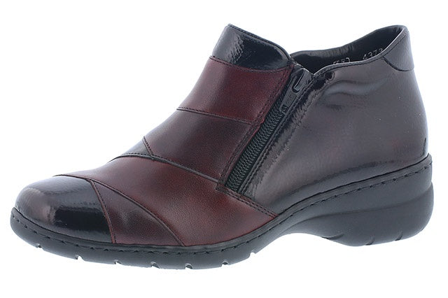 Rieker L4373-35 Burgundy Combi Zip Up Ankle Boots - elevate your sole