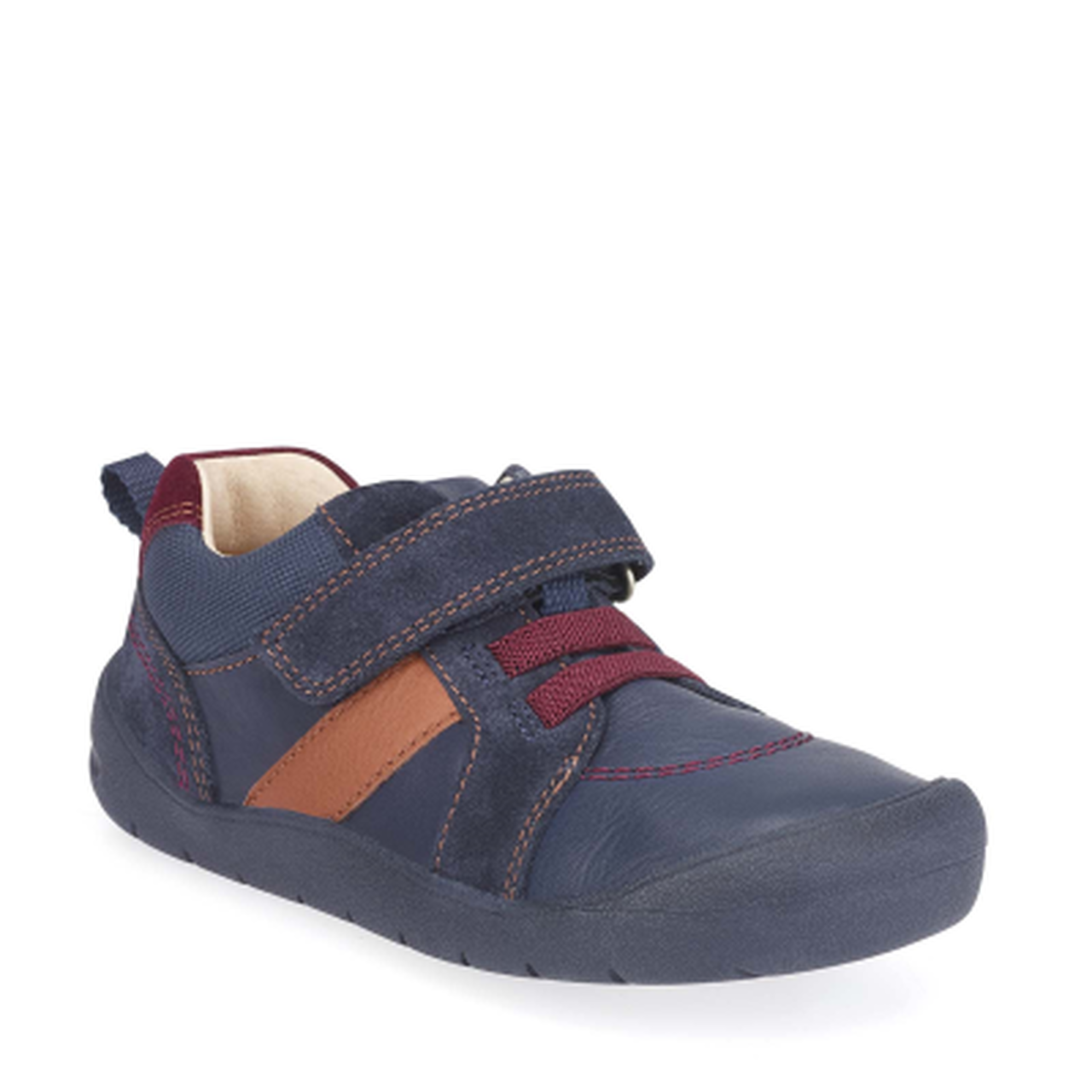 Start-Rite Twist Navy Leather/Suede Hook and Loop Strap First Steps Shoe - elevate your sole