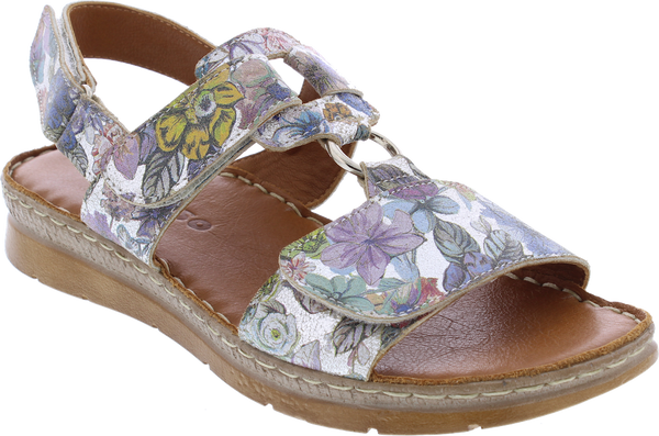 Adesso A6078 Liberty Ladies Metallic Floral Leather Sandals