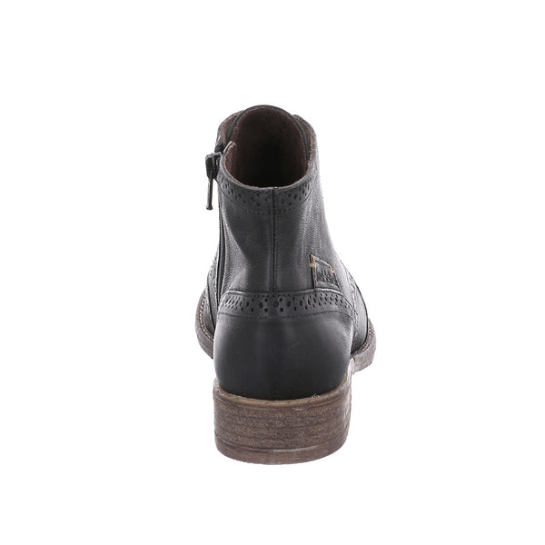 Josef Seibel Sienna 74 Ladies Black Leather Zip & Lace Ankle Boots