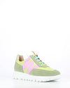 Wonders A-2422-T Trend Ladies Spanish Lime Green Leather & Textile Elasticated Trainers