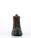 Wonders A-2621 Ladies Brown Camo Leather Lace & Zip Ankle Boots