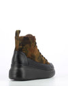 Wonders A-2621 Ladies Brown Camo Leather Lace & Zip Ankle Boots