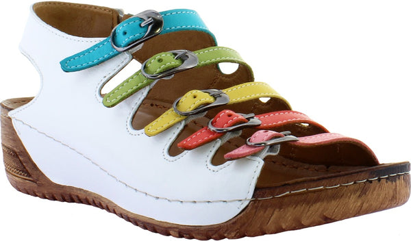 Adesso Astrid Ladies Rainbow A6426 Leather Buckle Fastening Sandals