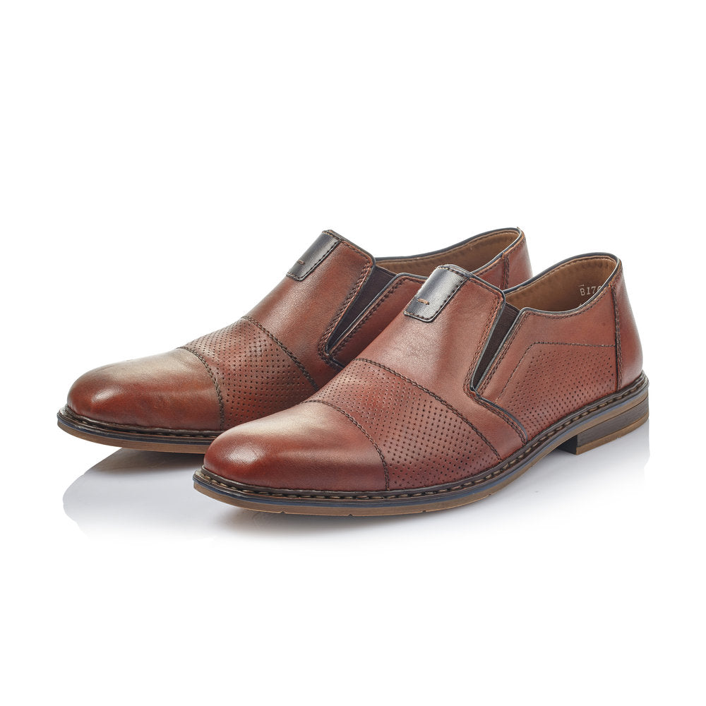 Rieker B1765-24 Mens Wide Fitting Brown Leather Loafers