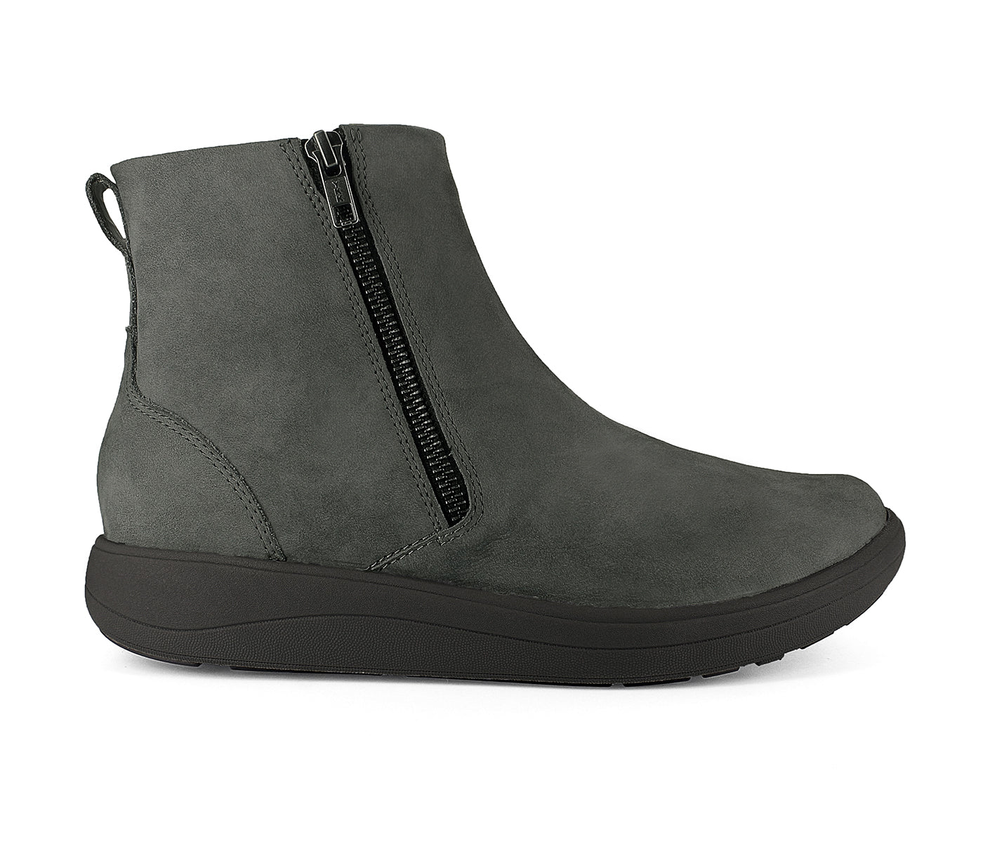Strive Bamford II Ladies Dark Grey Leather Arch Support Twin Zip Ankle Boots
