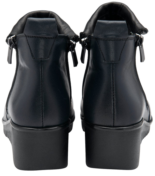 Lotus Cordelia Ladies Navy Leather Twin Zip Ankle Boots