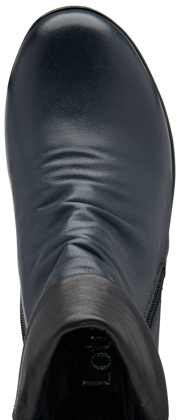 Lotus Cordelia Ladies Navy Leather Twin Zip Ankle Boots