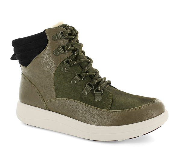 Strive Cotswold Ladies Olive Leather Arch Support Lace Up Ankle Boots