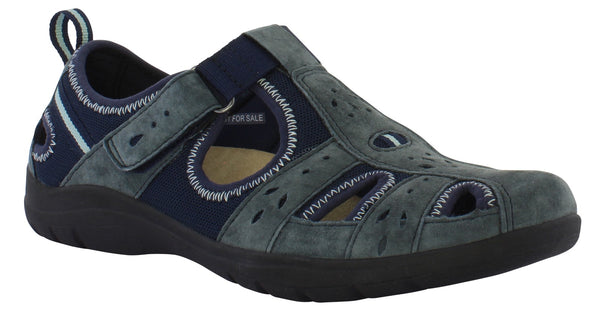 Free Spirit Cleveland Ladies Navy Suede & Textile Touch Fastening Shoes