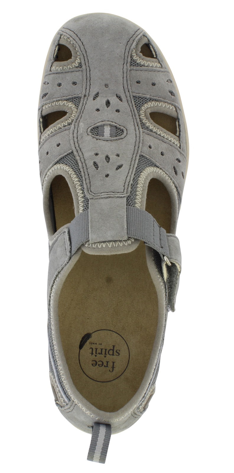 Free Spirit Cleveland Ladies Smoke Suede & Textile Touch Fastening Shoes