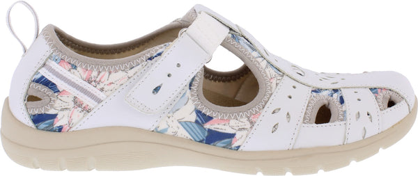 Free Spirit Cleveland Ladies White Multi Suede & Textile Touch Fastening Shoes