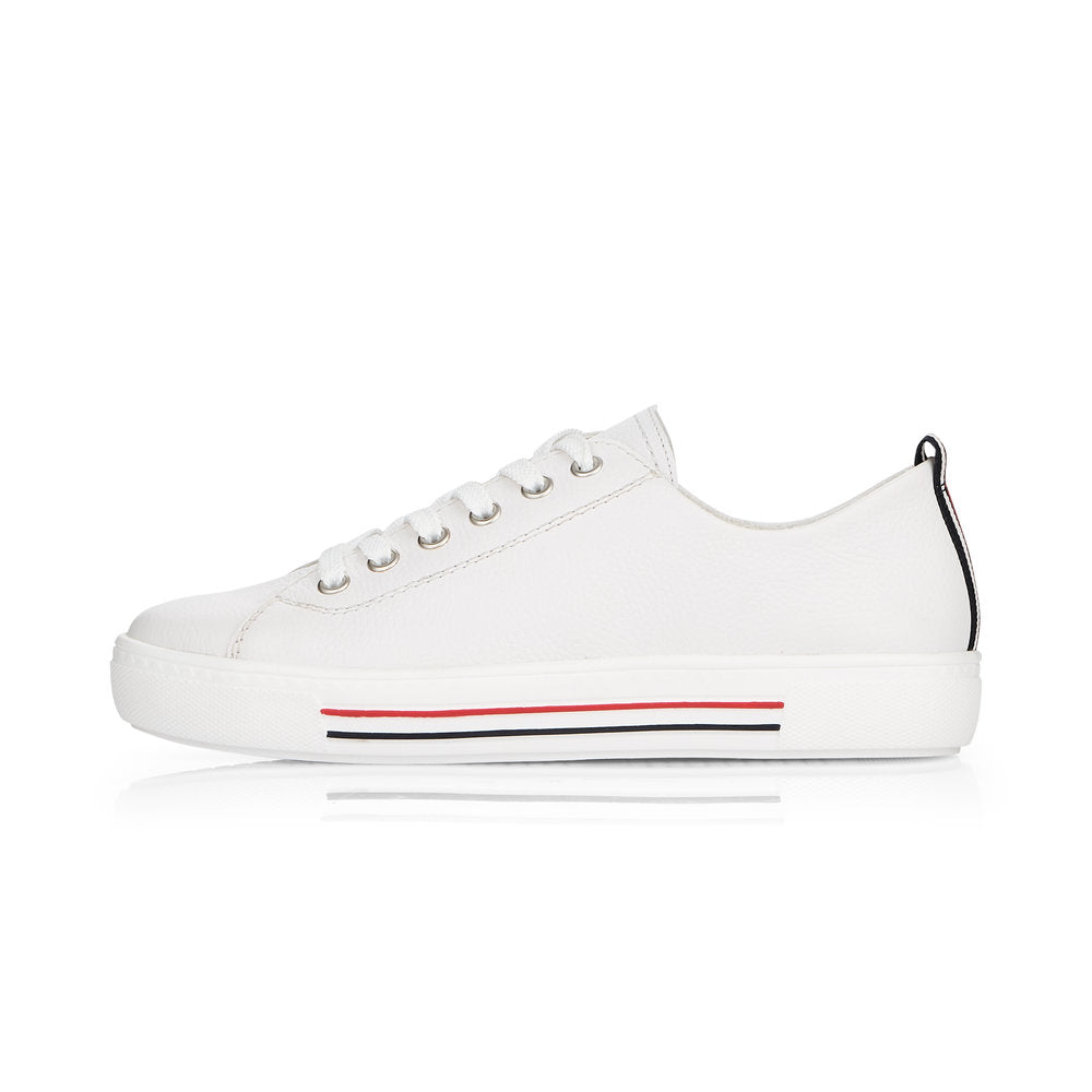 Remonte D0900-80 Ladies White Leather Lace up Trainer