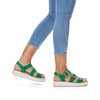 Remonte D0L50-52 Ladies Apple Green Leather Buckle Sandals